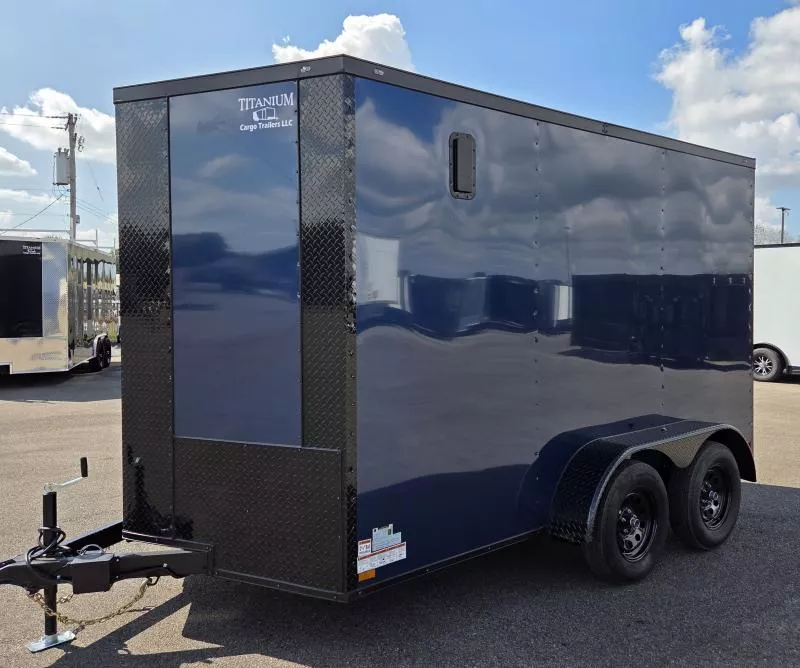 2026 Titanium 7x12 Blue/BlackOut .080 PolyCore Ext - 7' Int Ht Enclosed Trailer