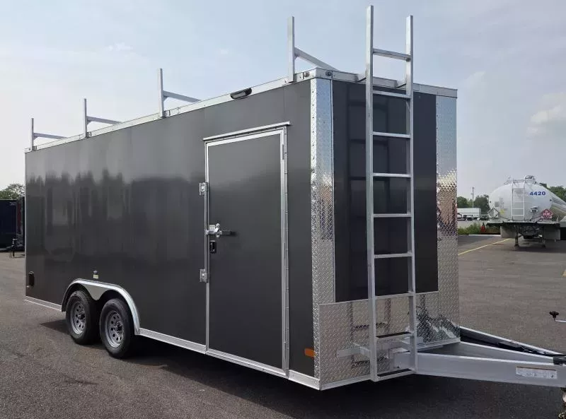 New Contractor 8.5x18 - Aluminum Frame - Screwless .080 PolyCore Ext - Barn Door - Enclosed Trailer