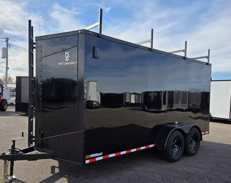 New 2026 7x16 Contractor - Barn Door - Blackout .080 PolyCore Ext - 5200# Axles - Enclosed Trailer