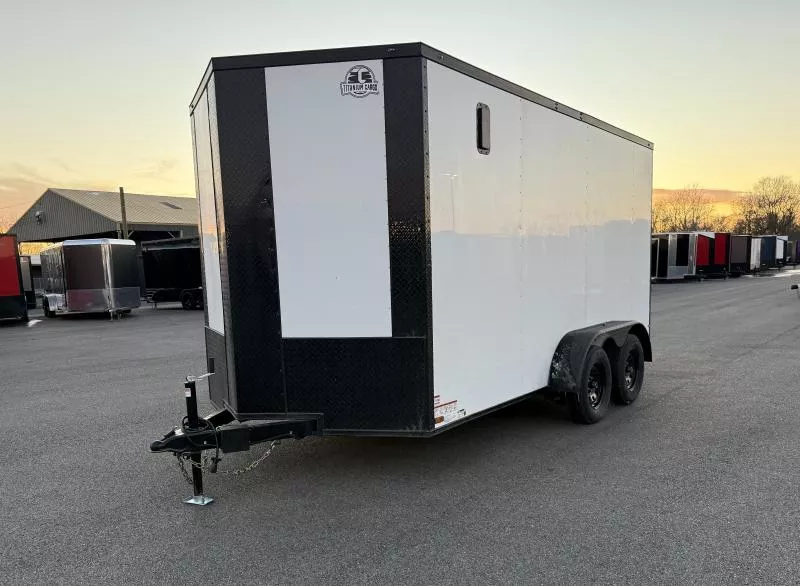 New 2026 7x14 - White/BlackOut .080 Polycore Ext  - 7' Int Ht - Cargo / Enclosed Trailer