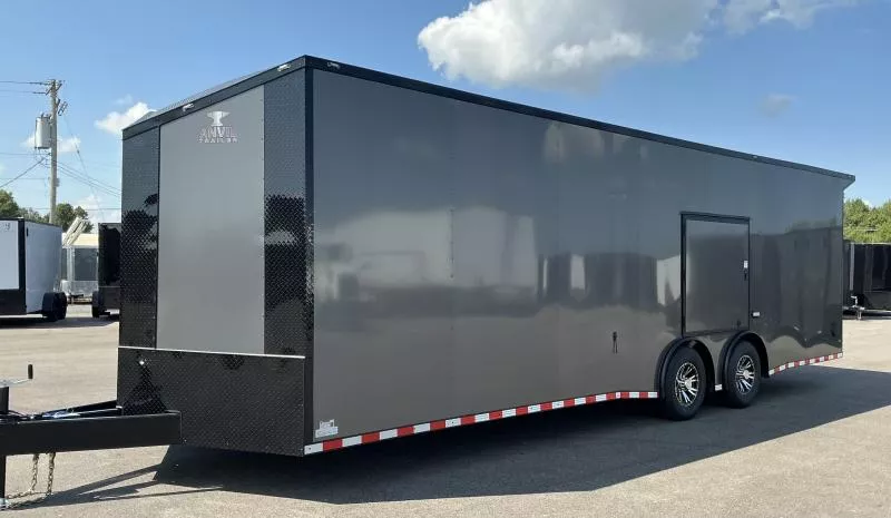 2026 Anvil 8.5x28 Torsion Spread - Gray/BlackOut .080 PolyCore Ext - Wing - Escape Door - 7.5' Int Ht Enclosed Car Hauler Trailer