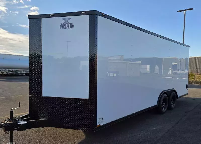 New 2026 8.5x20 - White/BlackOut .080 PolyCore Ext - 5200# Axles - 7' Int Ht - Enclosed Trailer / Car Hauler
