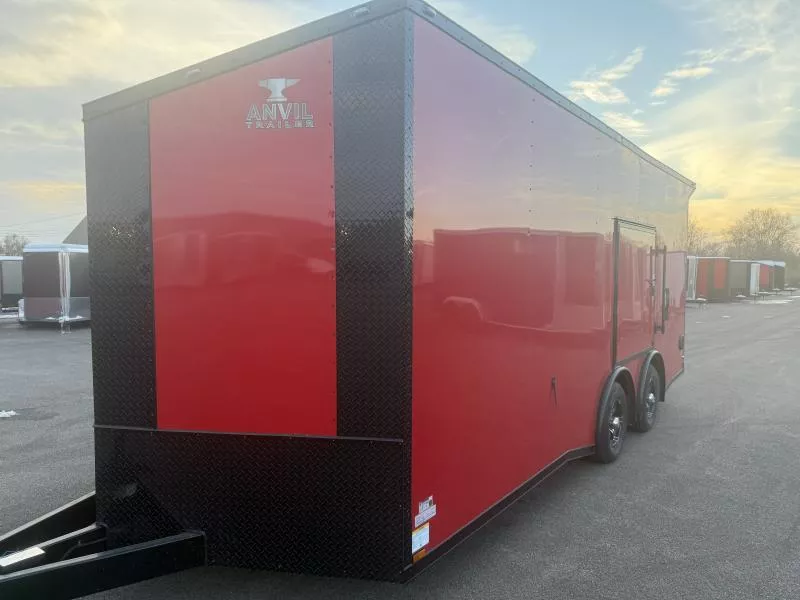 New 2026 8.5x20 - Torsion Spread - Red/BlackOut .080 PolyCore Ext - Wing - Escape Door - 7.5' Int Ht - Enclosed Trailer / Car Hauler
