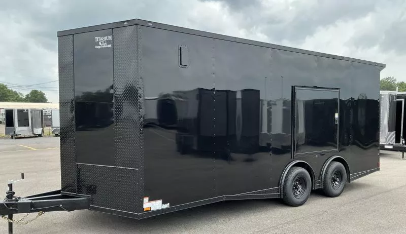 2025 Titanium 8.5x20 Torsion Spread - BlackOut -  .080 PolyCore Ext - Wing - Escape Door - 7.5' Int Ht Enclosed Trailer / Car Hauler