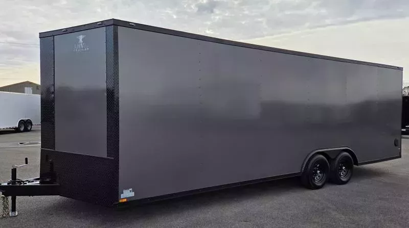 New 2026 8.5x24 - Gray/BlackOut .080 PolyCore Ext - 5200# Axles - 7' Int Ht - Enclosed Trailer / Car Hauler