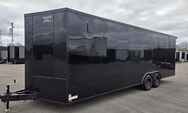 New 2026 8.5x24 - BlackOut .080 PolyCore Ext - 5200# Axles - 7' Int Ht - Wing - Enclosed Trailer / Car Hauler