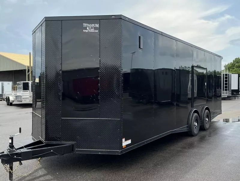 2025 Titanium 8.5x24 Torsion Spread - Blackout .080 PolyCore Ext - Escape Door & Wing Enclosed Trailer / Car Hauler
