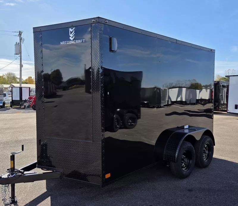New 2026 7x12 - BlackOut Screwless .080 PolyCore Ext - 7' Int Ht Enclosed Trailer