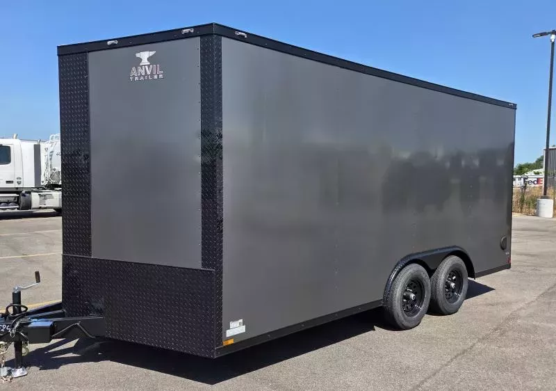 New 2026 8.5x16 - 5200# Axles - Gray/BlackOut .080 Polycore Ext - 7' Int Ht Enclosed Trailer / Car Hauler