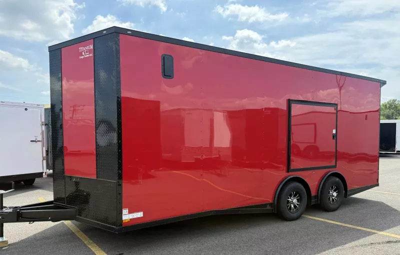 2025 Titanium 8.5x20 Torsion Spread - Red/BlackOut .080 PolyCore Ext - Wing - Escape Door - 7.5' Int Ht Enclosed Trailer / Car Hauler