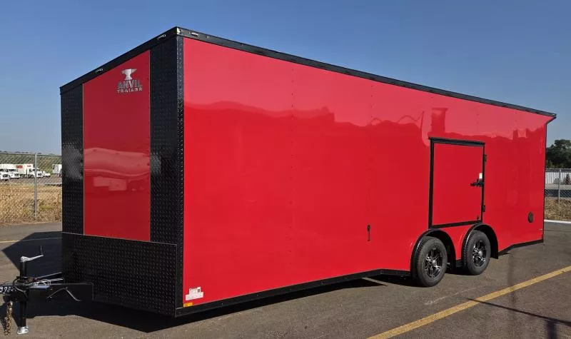2026 Anvil 8.5x24 Torsion Spread - Red/BlackOut .080 PolyCore Ext - Wing - Escape Door - 7.5' Int Ht Enclosed Trailer / Car Hauler