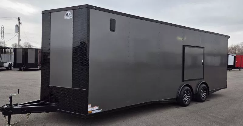 2026 8.5x24 Torsion Spread - Gray/BlackOut .080 ACP Ext - Wing - Escape Door - 7.5' Int Ht Enclosed Trailer / Car Hauler