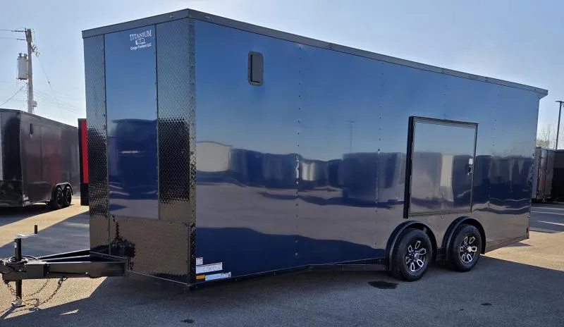 New 2026 8.5x20 - Torsion Spread - Blue/BlackOut .080 PolyCore Ext - Wing - Escape Door - 7'6" Int Ht - Enclosed Trailer / Car Hauler