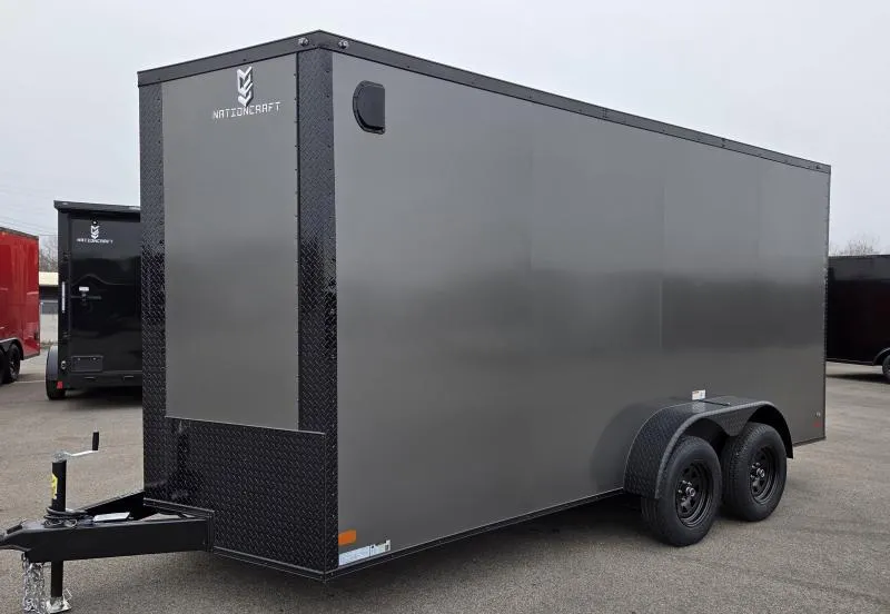 New 2026 7x16 - Gray/BlackOut Screwless .080 PolyCore Ext - 7' Int Ht - Cargo / Enclosed Trailer