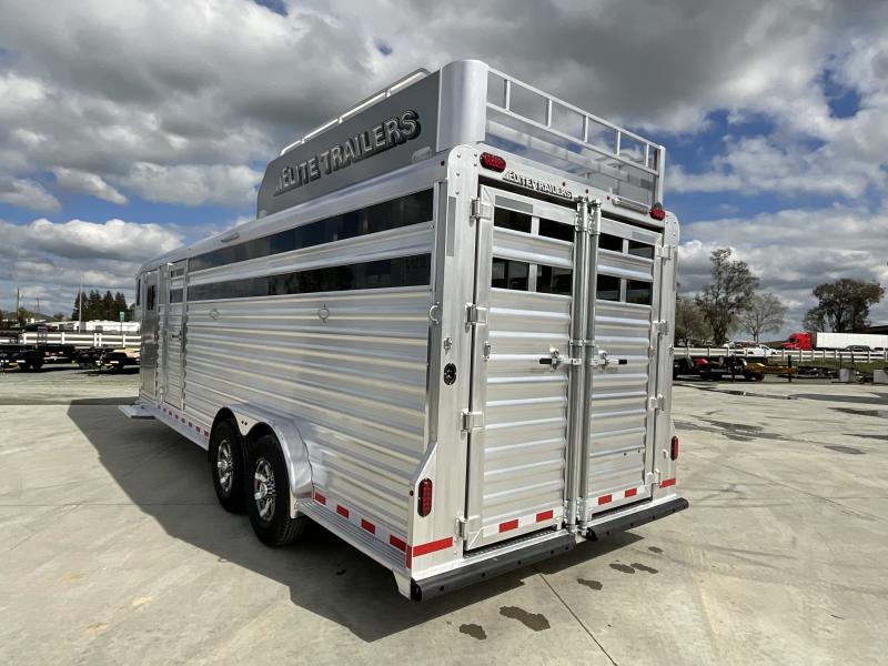 NEW 2023 Elite Trailer SCG7.5X24 24' Stock Combo Horse Trailer **With