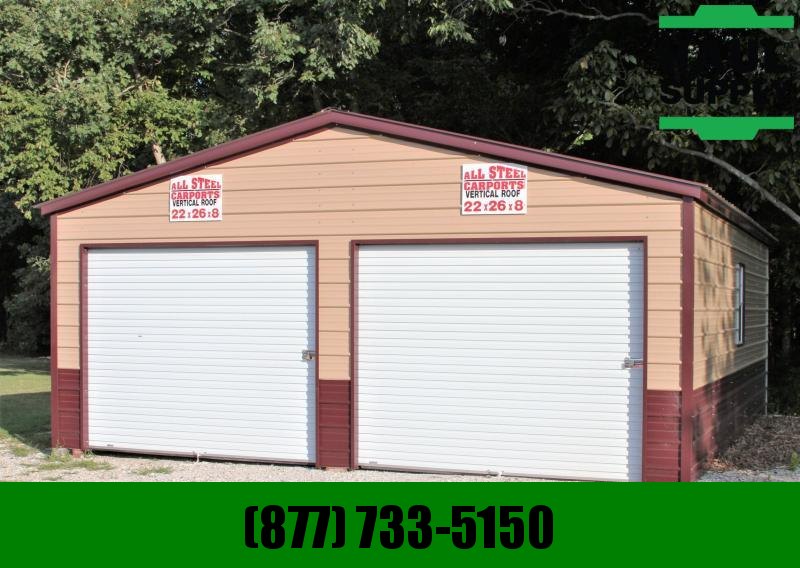 All Steel Carports 22WX26LX8H 2 CAR GARAGE All Steel Carports 22WX26LX8H 2 CAR GARAGE