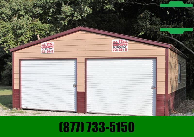 All Steel Carports 22WX26LX8H 2 CAR GARAGE All Steel Carports 22WX26LX8H 2 CAR GARAGE