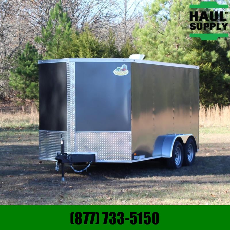 Covered Wagon Trailers 7X14 7K V-NOSE REAR RAMP ROOF VENT CARGO Covered Wagon Trailers 7X14 7K V-NOSE REAR RAMP ROOF VENT CARGO