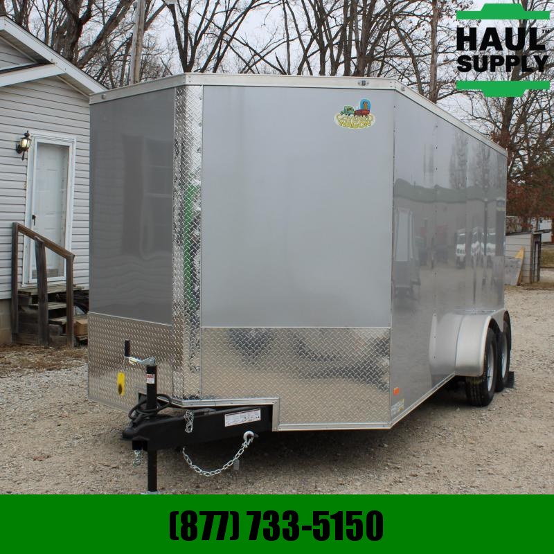 Covered Wagon Trailers 7X16 7K V-NOSE CARGO TRAILER REAR RAMP SI Covered Wagon Trailers 7X16 7K V-NOSE CARGO TRAILER REAR RAMP SI