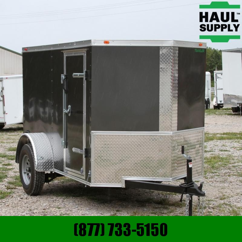 Traveler Cargo 5X8 V-nose Cargo Trailer Rear Ramp Side d Traveler Cargo 5X8 V-nose Cargo Trailer Rear Ramp Side d