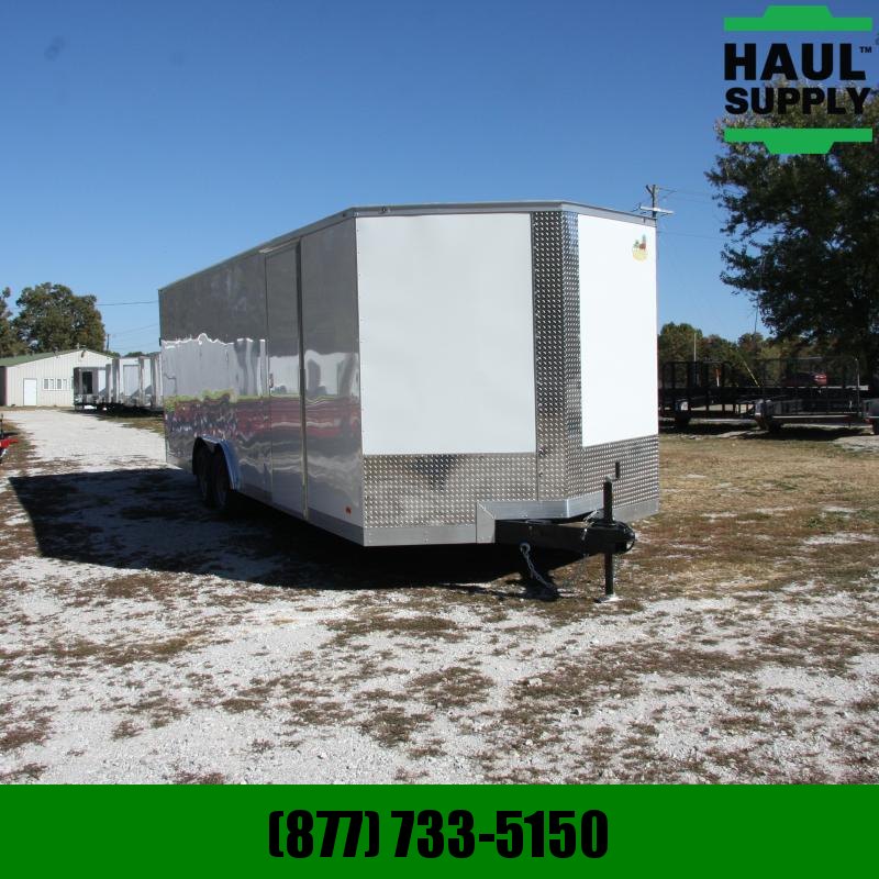 Covered Wagon Trailers 8.5X24 10K XT V-NOSE CAR HAULER REAR RAMP Covered Wagon Trailers 8.5X24 10K XT V-NOSE CAR HAULER REAR RAMP