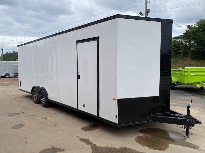 New 2020 Rock Solid 8.5ft x 24ft 10k Tandem Axle Bumper Pull Enclosed w/7ft walls (White w/ BO) New 2020 Rock Solid 8.5ft x 24ft 10k Tandem Axle Bumper Pull Enclosed w/7ft walls (White w/ BO)