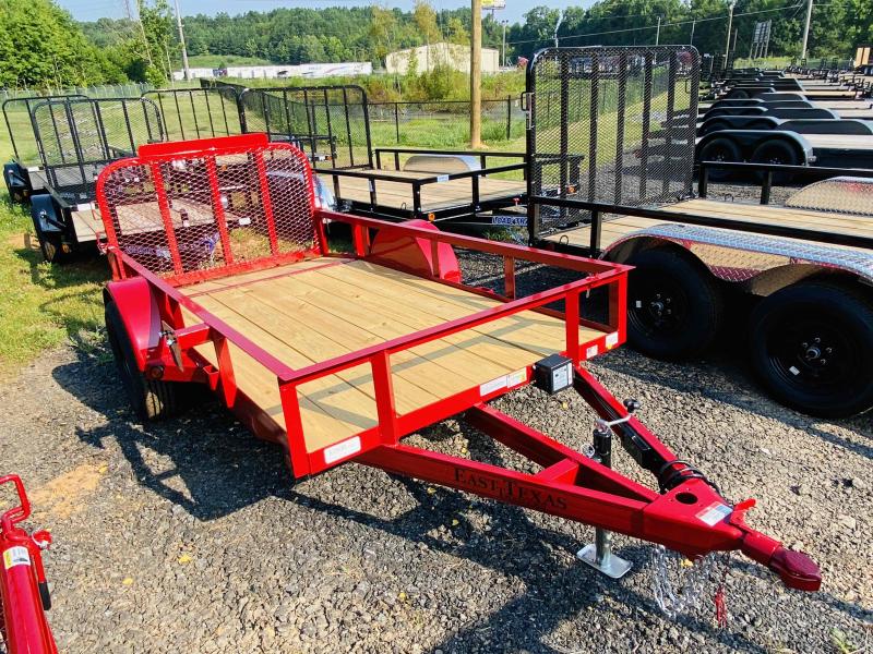 New 2021 East Texas 5ft x 10ft 3.5k Single Axle Bumper Pull Utility w/1ft walls (Red) New 2021 East Texas 5ft x 10ft 3.5k Single Axle Bumper Pull Utility w/1ft walls (Red)