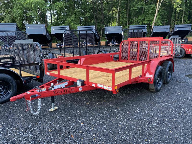 New 2021 East Texas 7ft x 12ft 7k Tandem Axle Bumper Pull Utility w/1ft walls (Red) New 2021 East Texas 7ft x 12ft 7k Tandem Axle Bumper Pull Utility w/1ft walls (Red)