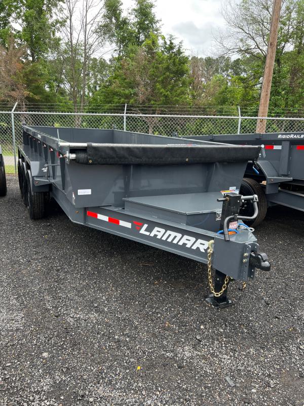 New 2022 Lamar 7ft x 16ft 21k Triple Axle Bumper Pull Dump w/2ft walls & Two-Way Spreader Gate (Lamar Gray) New 2022 Lamar 7ft x 16ft 21k Triple Axle Bumper Pull Dump w/2ft walls & Two-Way Spreader Gate (Lamar Gray)