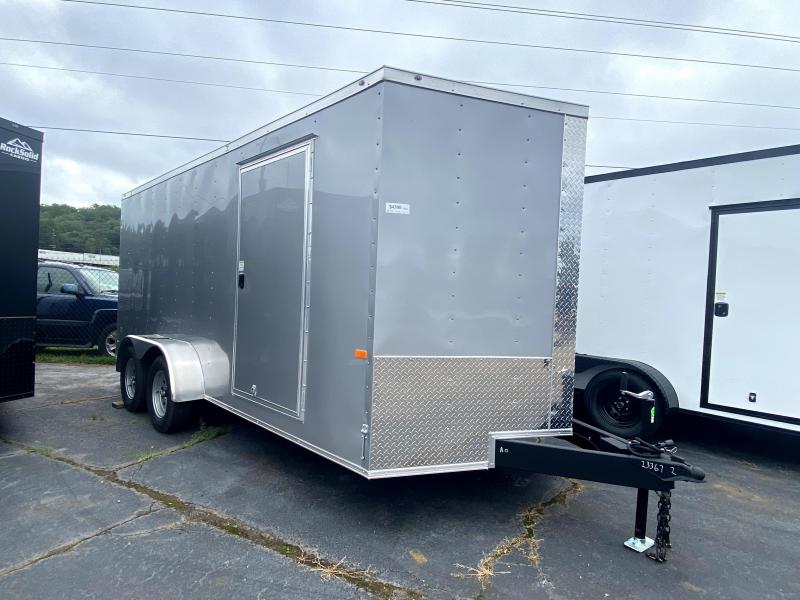 New 2020 Rock Solid 7ft x 16ft 7k Tandem Axle Bumper Pull Enclosed w/6ft walls (Silver Frost) New 2020 Rock Solid 7ft x 16ft 7k Tandem Axle Bumper Pull Enclosed w/6ft walls (Silver Frost)