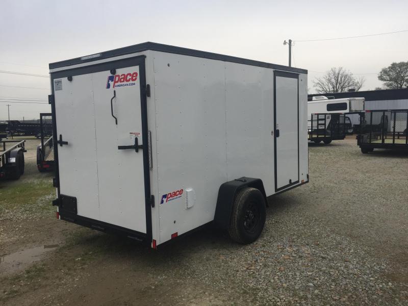 2021 Pace American 6x12 White/Blackout Enclosed Cargo Trailer Silver