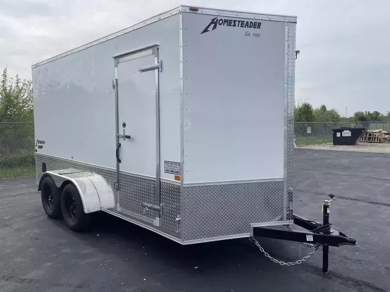 Homesteader Trailers 7x14 Enclosed Trailer w/ Ramp Door - Side Wall Vents - D Rings - Side Door