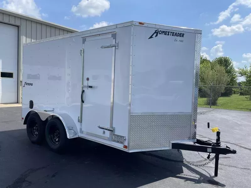 Homesteader 7x12 TA-7 Enclosed Trailer w/ Ramp Door - Side Wall Vents - D Rings - Side Door