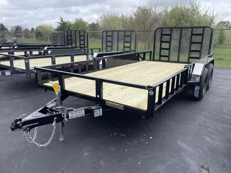 7x16 Tandem Axle Utility w/ Heavy Duty Rear Gate & Side Loading Ramps