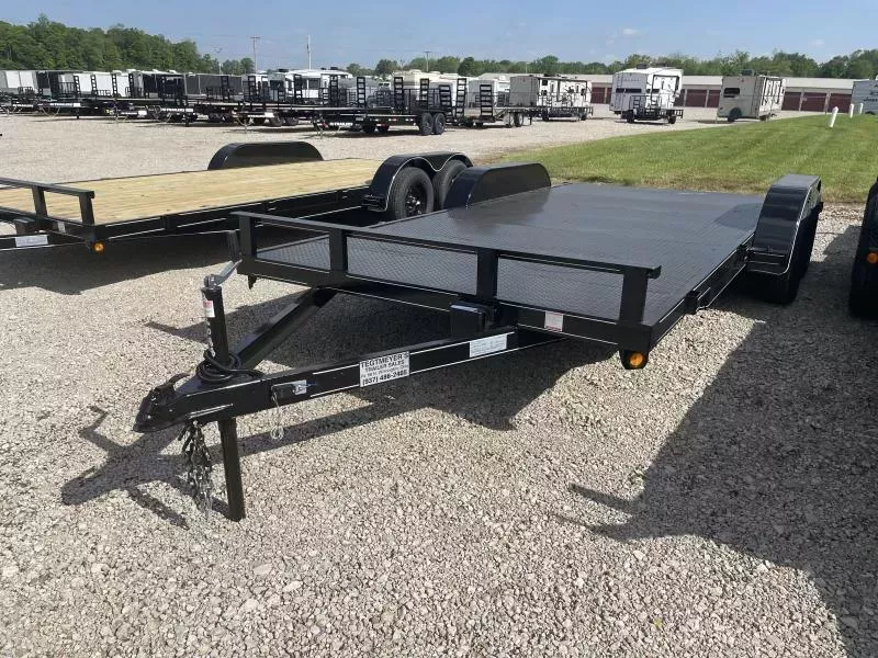 18' Steel Floor Car Hauler w/ ramps - dove
