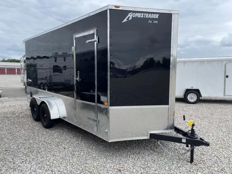 Homesteader Trailers 7x16 Enclosed Trailer w/ Ramp Door - Side Wall Vents - D Rings - Side Door