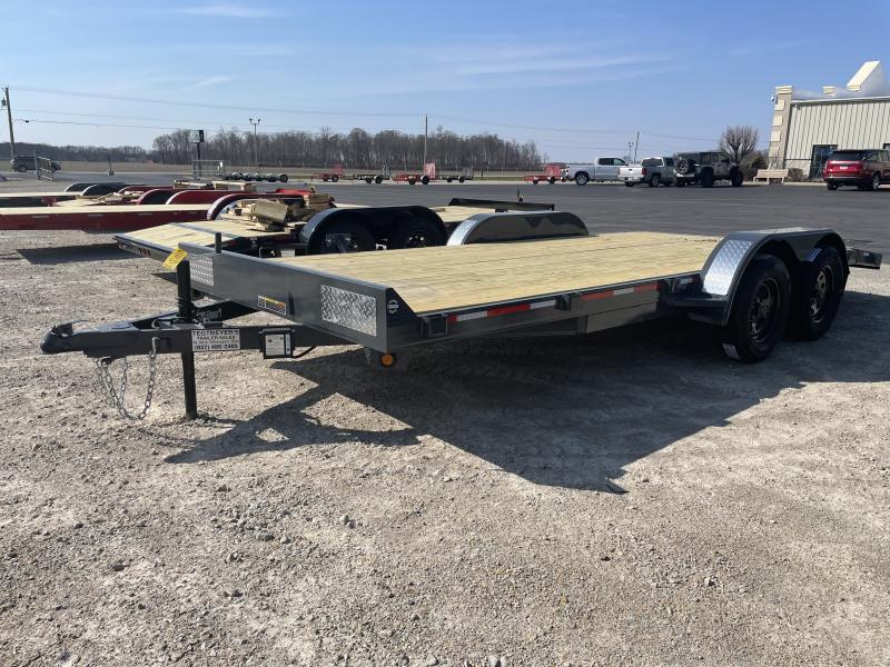 7x18 Car Hauler Tandem Axle w/ Ramps PJ Trailers in OH Flatbed
