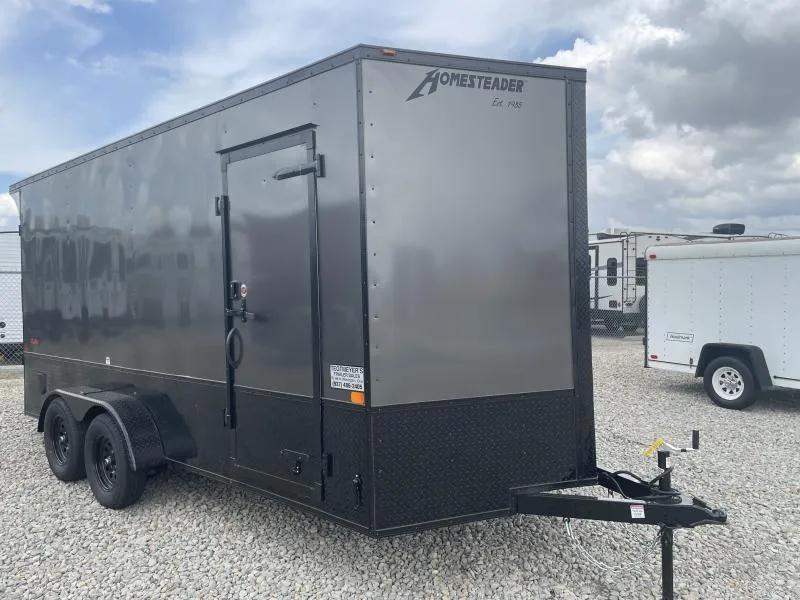 Homesteader Trailers 7x16 Enclosed Trailer w/ Ramp Door - Side Wall Vents - D Rings - Side Door