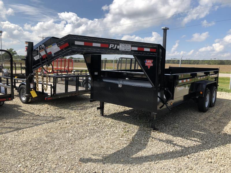 PJ Trailers 14' x 83" Low Pro Gooseneck Dump Trailer PJ Trailers 14' x 83" Low Pro Gooseneck Dump Trailer