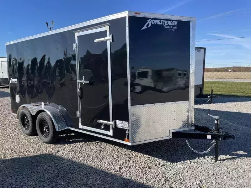 Homesteader 7x16 TA-7 Enclosed Trailer w/ Ramp Door - Side Wall Vents - D Rings - Side Door