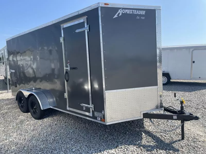 Homesteader Trailers 7x16 Enclosed Trailer w/ Ramp Door - Side Wall Vents - D Rings - Side Door