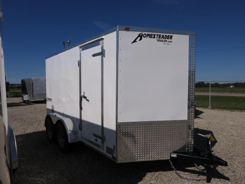 Homesteader 7x12 TA-7 Enclosed Trailer w/ Ramp Door - Side Wall Vents - D Rings - Side Door Homesteader 7x12 TA-7 Enclosed Trailer w/ Ramp Door - Side Wall Vents - D Rings - Side Door