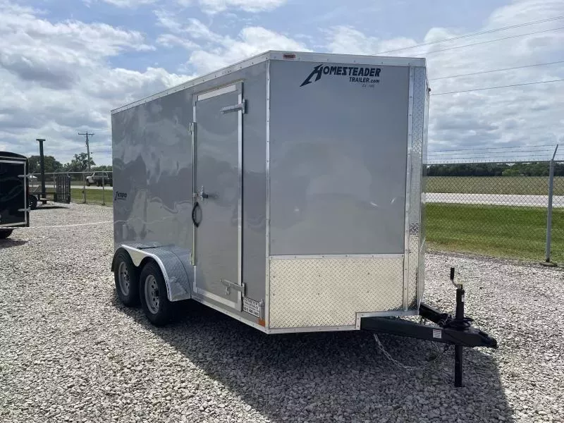 Homesteader 7x14 TA-7 Enclosed Trailer w/ Ramp Door - Side Wall Vents - D Rings - Side Door