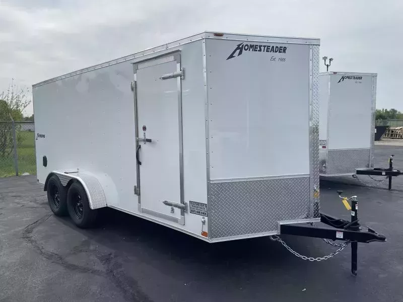 Homesteader 7x16 Enclosed Trailer w/ Ramp Door - Side Wall Vents - D Rings - Side Door