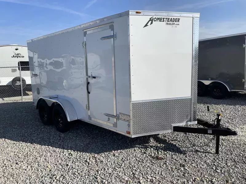 Homesteader 7x14 TA-7 Enclosed Trailer w/ Ramp Door - Side Wall Vents - D Rings - Side Door