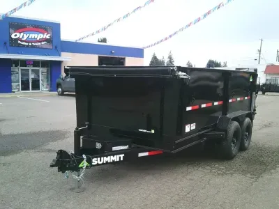 2027 Summit CD714TA5HS Cascade 7X14 14K Dump Tarp Kit Ramps Spreader Gate Scissor Lift