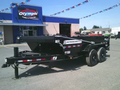 2027 PJ Trailers DT14 PRO-LIFT 7X14 15.4K Telescopic Dump Swing Arm Tarp Kit Ramps Spreader Gate Voy
