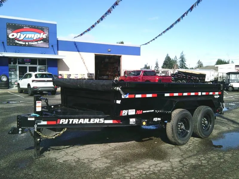 2027 PJ Trailers DL12 7X12 15.4K Dump Tarp Kit Ramps Spreader Gate