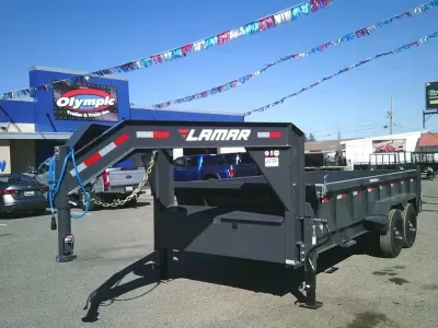 2026 Lamar Trailers LDL831628 7X16 16K Gooseneck Dump Tarp Kit Ramps Spreader Gate