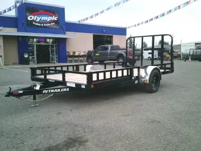 2027 PJ Trailers U8141 7X14 with Side Mount ATV Ramps / Fold In Gate